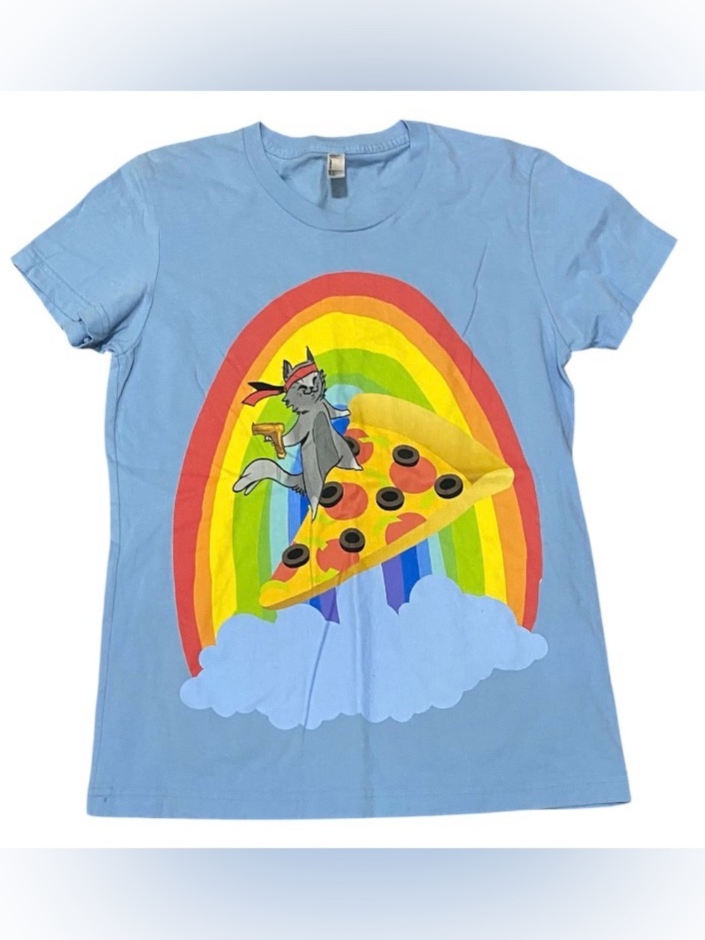 American Apparel Pizza Ninja Cat Graphic Tee